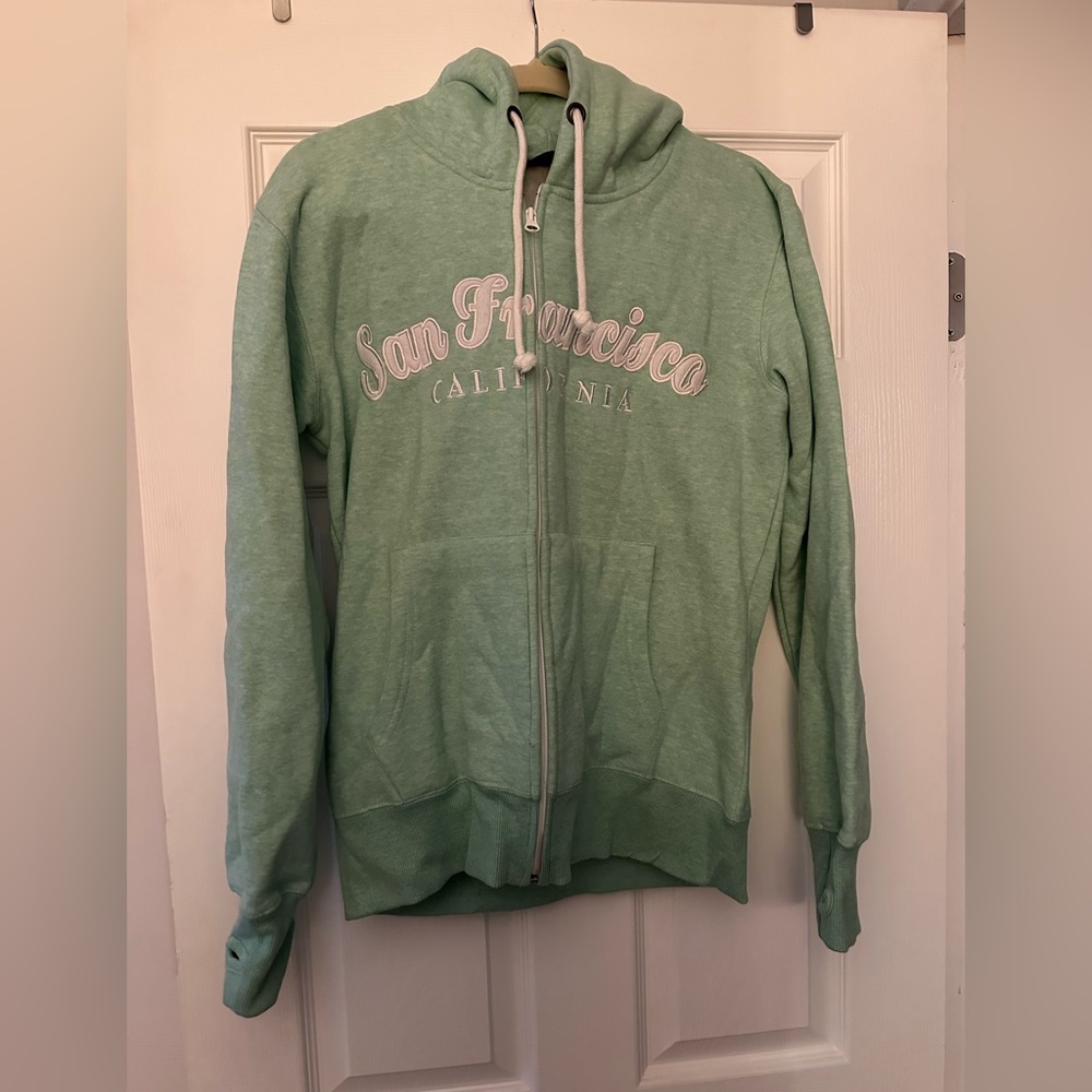 Sage Green San Francisco Zip-up Hoodie Size XL Like New